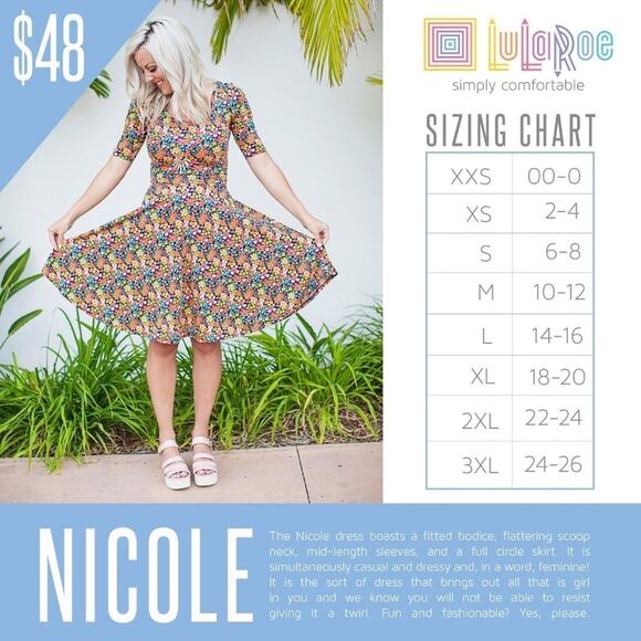 LuLaRoe Nicole Dress W/ Pockets Scoop Neck NWT Size Small Pastel Stripe Pattern - Picture 6 of 6